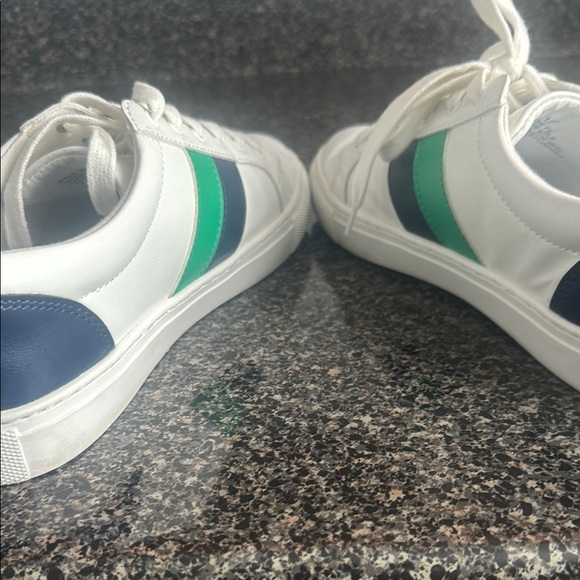 JCrew White Sneakers with Green and Blue Stripes - Picture 5 of 10